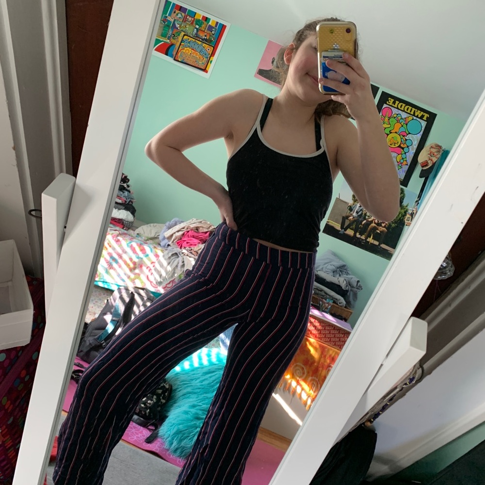 urban outfitters navy and red striped pants